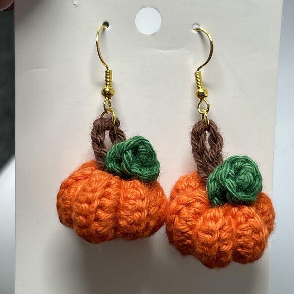 NEW Handmade Crochet Pumpkin Earrings by Elevate Crochet - Picture 6 of 9